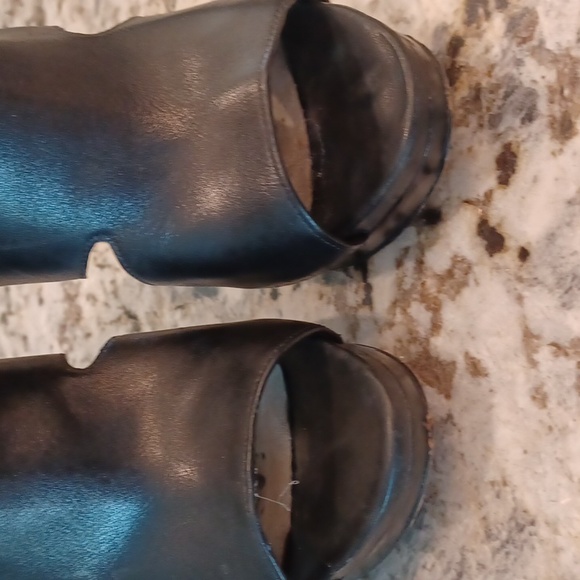 MICHAEL KORS Solid Black Leather Pull On Open-Toe Ankle Platform Boots Shooties - Picture 10 of 16